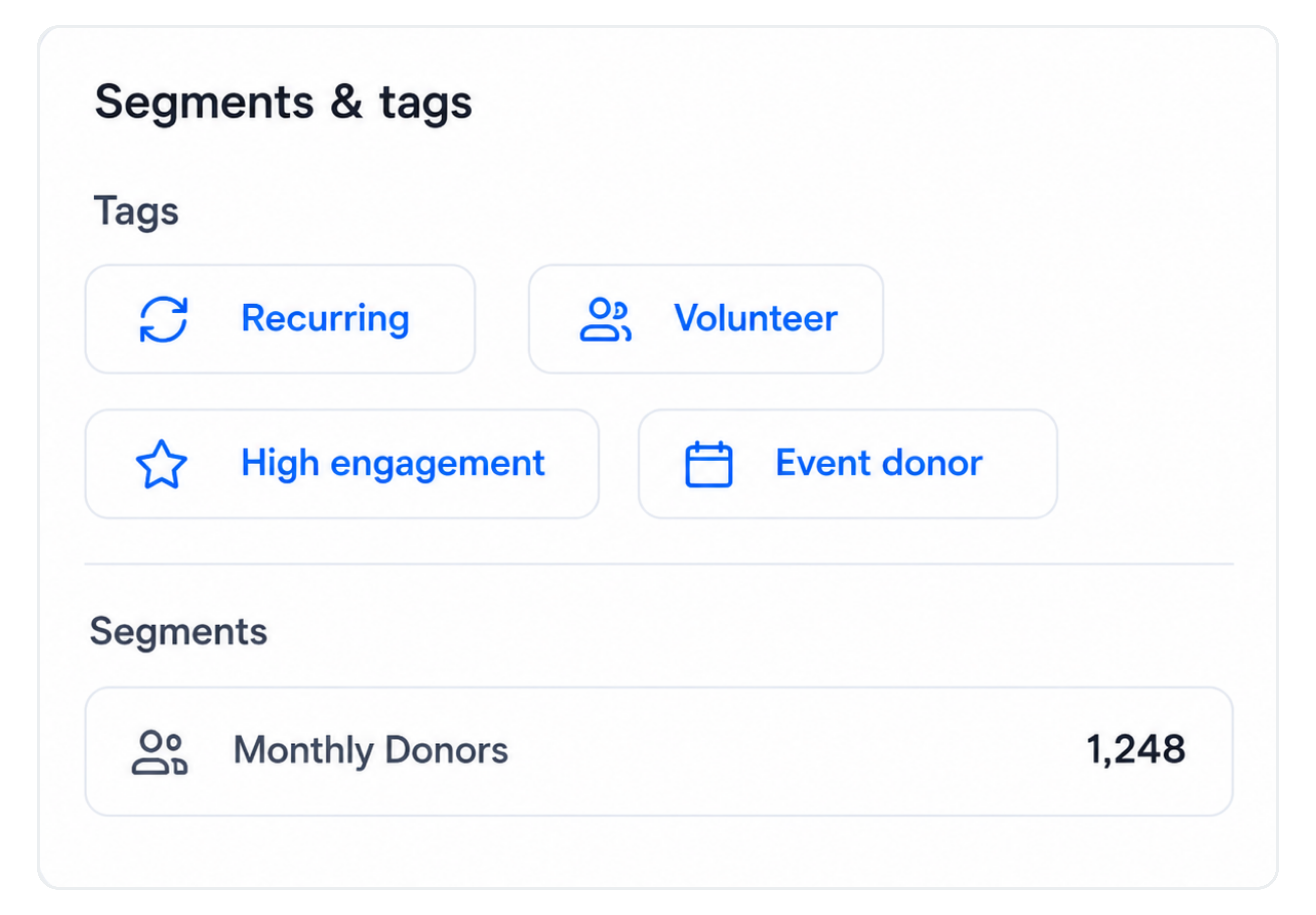 Donor tags and audience segments